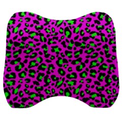 Pink And Green Leopard Spots Pattern Velour Head Support Cushion by Casemiro