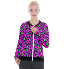 Pink And Green Leopard Spots Pattern Casual Zip Up Jacket by Casemiro