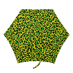 Yellow And Green, Neon Leopard Spots Pattern Mini Folding Umbrellas by Casemiro