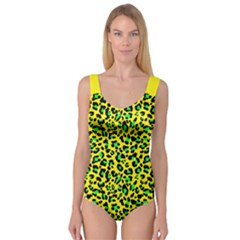 Yellow and green, neon leopard spots pattern Princess Tank Leotard 