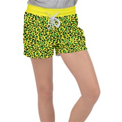 Yellow and green, neon leopard spots pattern Velour Lounge Shorts