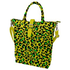 Yellow and green, neon leopard spots pattern Buckle Top Tote Bag
