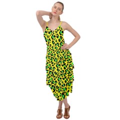 Yellow and green, neon leopard spots pattern Layered Bottom Dress