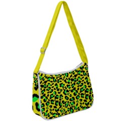 Yellow And Green, Neon Leopard Spots Pattern Zip Up Shoulder Bag by Casemiro