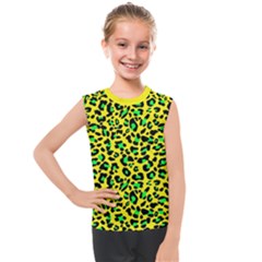 Yellow and green, neon leopard spots pattern Kids  Mesh Tank Top