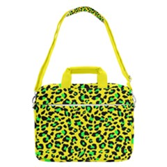 Yellow and green, neon leopard spots pattern MacBook Pro Shoulder Laptop Bag (Large)