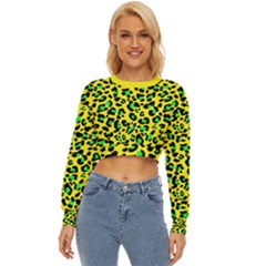 Yellow And Green, Neon Leopard Spots Pattern Lightweight Long Sleeve Sweatshirt by Casemiro