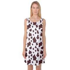 Brown cow spots pattern, animal fur print Sleeveless Satin Nightdress