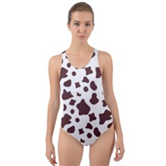 Brown cow spots pattern, animal fur print Cut-Out Back One Piece Swimsuit