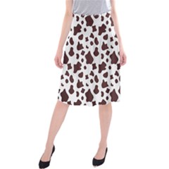 Brown cow spots pattern, animal fur print Midi Beach Skirt