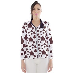 Brown cow spots pattern, animal fur print Women s Windbreaker