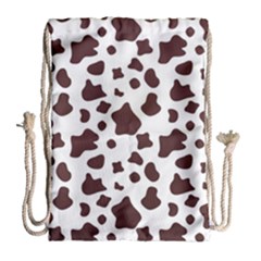 Brown cow spots pattern, animal fur print Drawstring Bag (Large)