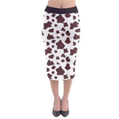 Brown cow spots pattern, animal fur print Midi Pencil Skirt