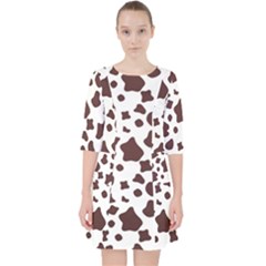 Brown cow spots pattern, animal fur print Pocket Dress