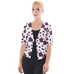 Brown cow spots pattern, animal fur print Cropped Button Cardigan