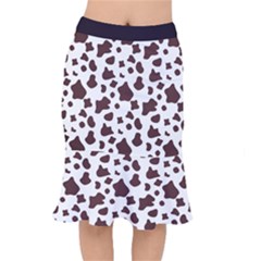 Brown cow spots pattern, animal fur print Short Mermaid Skirt