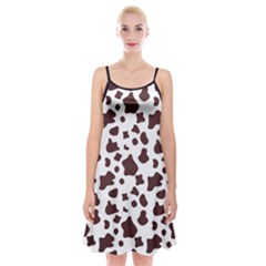Brown cow spots pattern, animal fur print Spaghetti Strap Velvet Dress