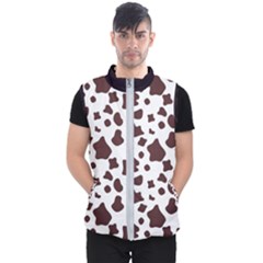 Brown cow spots pattern, animal fur print Men s Puffer Vest