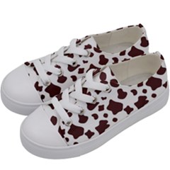 Brown cow spots pattern, animal fur print Kids  Low Top Canvas Sneakers