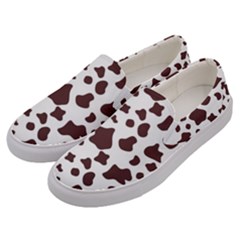 Brown cow spots pattern, animal fur print Men s Canvas Slip Ons