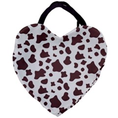 Brown Cow Spots Pattern, Animal Fur Print Giant Heart Shaped Tote by Casemiro