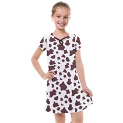 Brown cow spots pattern, animal fur print Kids  Cross Web Dress