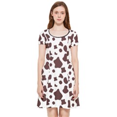 Brown cow spots pattern, animal fur print Inside Out Cap Sleeve Dress