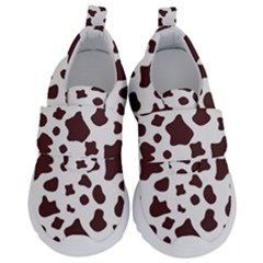 Brown cow spots pattern, animal fur print Kids  Velcro No Lace Shoes
