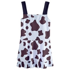 Brown Cow Spots Pattern, Animal Fur Print Kids  Layered Skirt Swimsuit by Casemiro