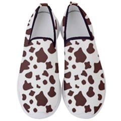 Brown cow spots pattern, animal fur print Men s Slip On Sneakers