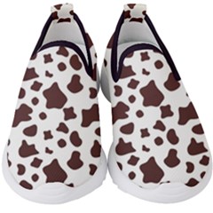 Brown Cow Spots Pattern, Animal Fur Print Kids  Slip On Sneakers by Casemiro