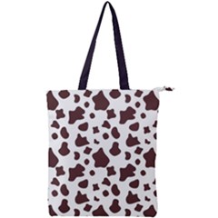 Brown cow spots pattern, animal fur print Double Zip Up Tote Bag