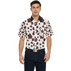 Brown Cow Spots Pattern, Animal Fur Print Men s Short Sleeve Pocket Shirt  by Casemiro