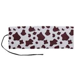 Brown cow spots pattern, animal fur print Roll Up Canvas Pencil Holder (M)