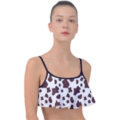 Brown cow spots pattern, animal fur print Frill Bikini Top