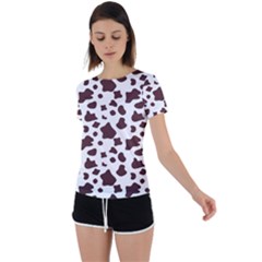 Brown cow spots pattern, animal fur print Back Circle Cutout Sports Tee