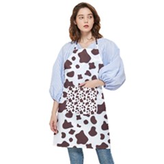 Brown cow spots pattern, animal fur print Pocket Apron