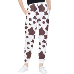 Brown cow spots pattern, animal fur print Tapered Pants