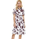 Brown cow spots pattern, animal fur print Button Top Knee Length Dress View1