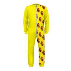 Vector Burgers, fast food sandwitch pattern at yellow OnePiece Jumpsuit (Kids)