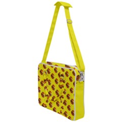 Vector Burgers, fast food sandwitch pattern at yellow Cross Body Office Bag