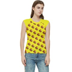 Vector Burgers, fast food sandwitch pattern at yellow Women s Raglan Cap Sleeve Tee