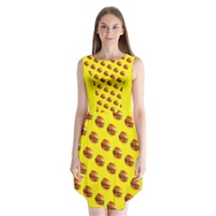 Vector Burgers, fast food sandwitch pattern at yellow Sleeveless Chiffon Dress  