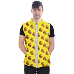 Vector Burgers, fast food sandwitch pattern at yellow Men s Puffer Vest