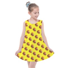 Vector Burgers, Fast Food Sandwitch Pattern At Yellow Kids  Summer Dress by Casemiro