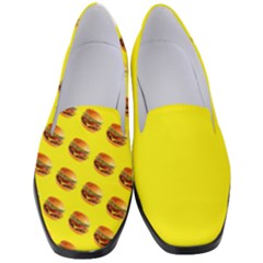 Vector Burgers, fast food sandwitch pattern at yellow Women s Classic Loafer Heels