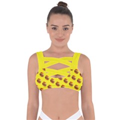 Vector Burgers, fast food sandwitch pattern at yellow Bandaged Up Bikini Top