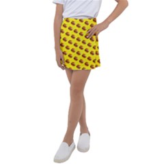 Vector Burgers, Fast Food Sandwitch Pattern At Yellow Kids  Tennis Skirt by Casemiro