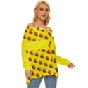 Vector Burgers, fast food sandwitch pattern at yellow Off Shoulder Chiffon Pocket Shirt View3