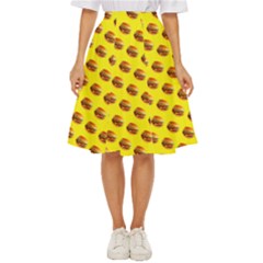 Vector Burgers, fast food sandwitch pattern at yellow Classic Short Skirt